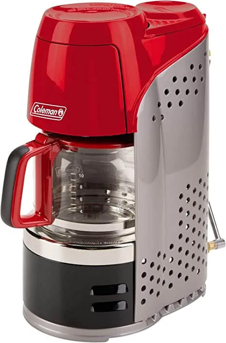 propane coffee maker in color red